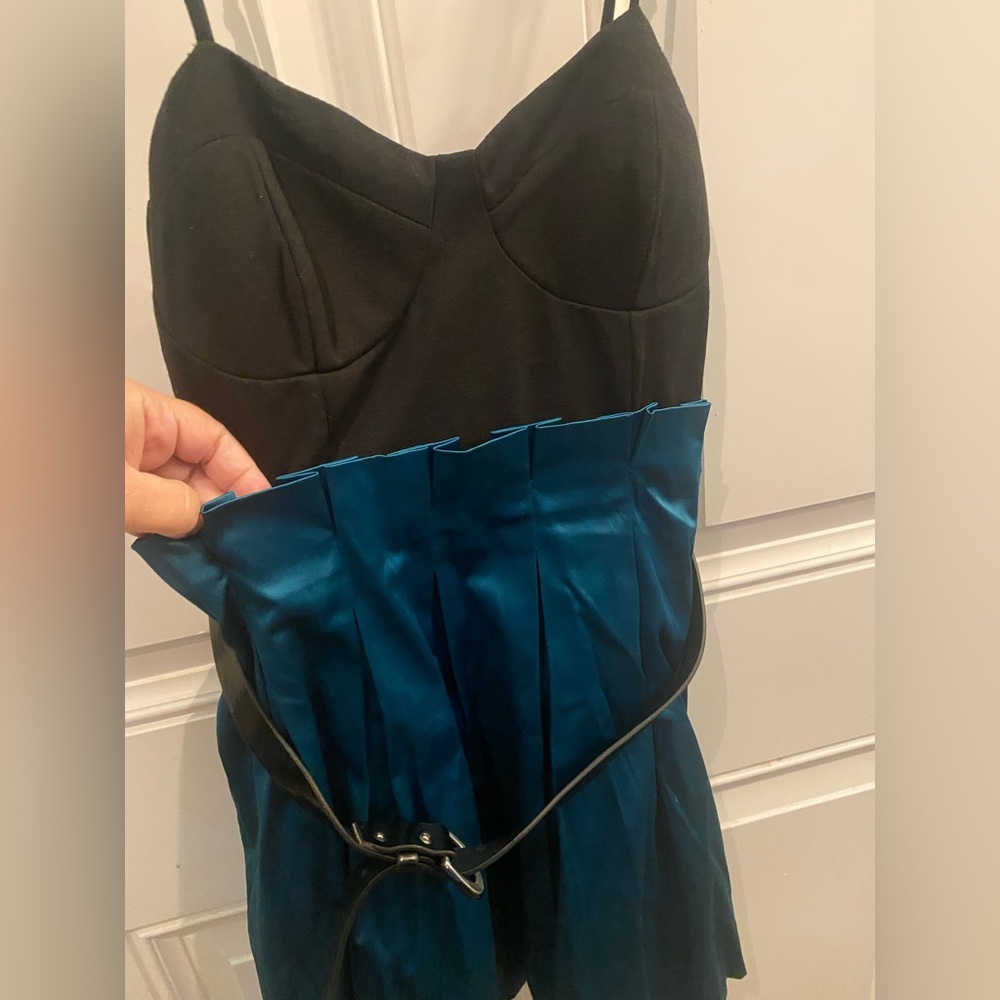 Black and Teal Strapless Dress